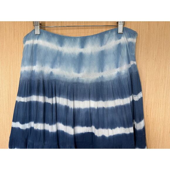 Chaps Tie Dye Gauzy Tiered Maxi Skirt Womens Size Large Blue Boho Festival - Picture 5 of 10